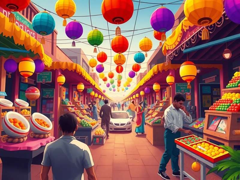 Bazaar Blitz vibrant Indian marketplace game scene